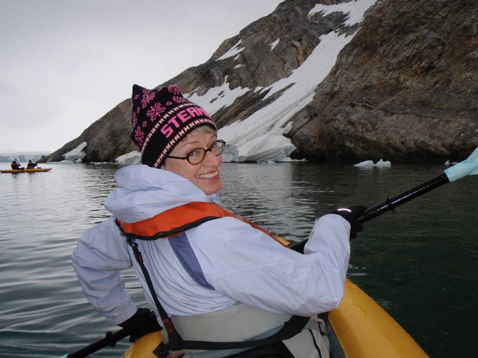 Georgia Tasker paddling in Norway.