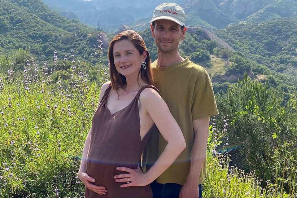 <p>Bonnie Wright/Instagram</p> Bonnie Wright and Husband pose together for their birth announcement