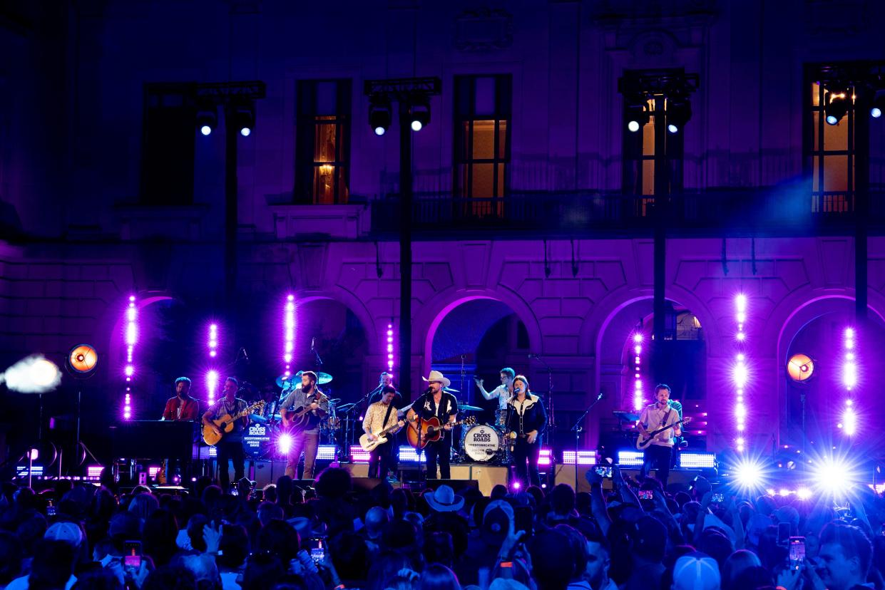 Jordan Davis and NEEDTOBREATHE perform at the 2024 "CMT Crossroads taping with NEEDTOBREATHE and Jordan Davis at the University of Texas in Austin, Texas., Friday, April 5, 2024.