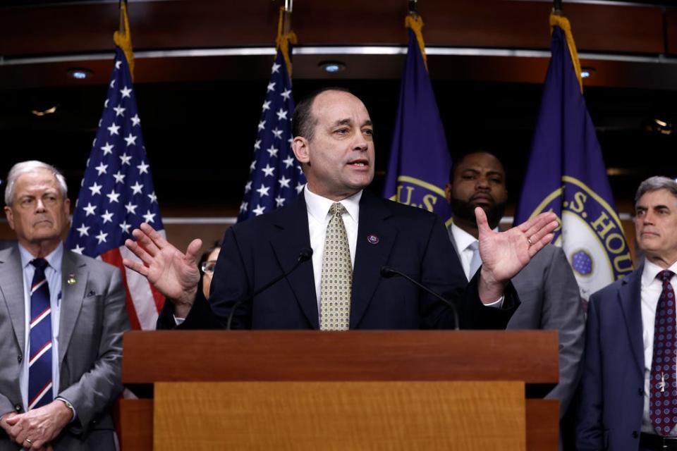 Rep. Bob Good, R-Va., speaks during a news conference with the House Freedom Caucus on the debt limit negotiations at the U.S. Capitol Building on March 10, 2023 in Washington, DC.