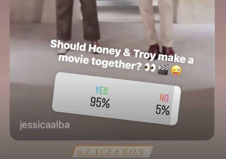 A poll on Jessica's Instagram story asking the question