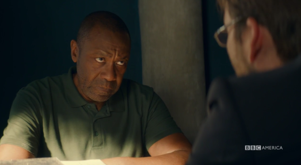 Ed Burnett (Lenny Henry) is questioned. (Photo: BBC America)