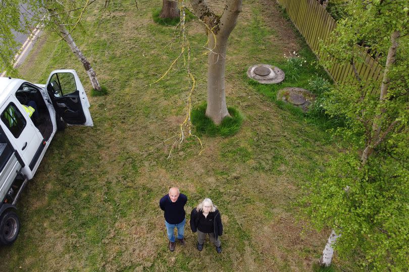 John Wilson with his friend Lydia Koelmans at the wild flower meadow plot