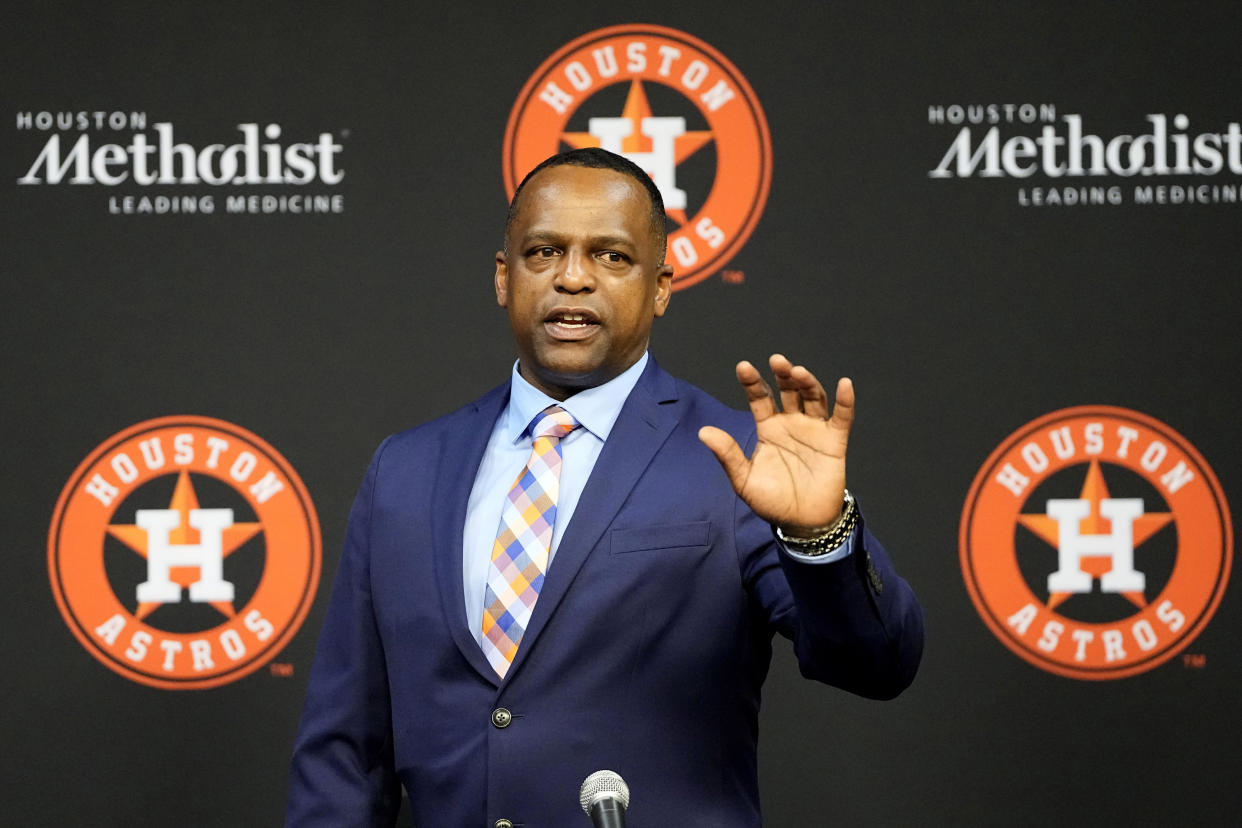 The Houston Astros hired Dana Brown as their general manager, making him the only Black man to hold such a job in Major League Baseball. (AP Photo/David J. Phillip)