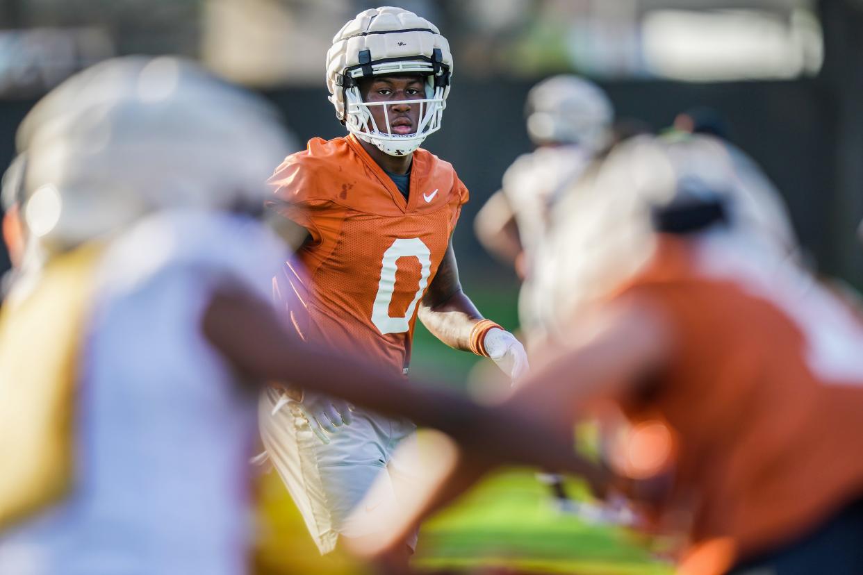 Texas football coach Steve Sarkisian cites true freshman linebacker Anthony Hill Jr. as one of the team's top pass rushers this spring. We'll see the five-star freshman in action during Saturday's Orange-White game.