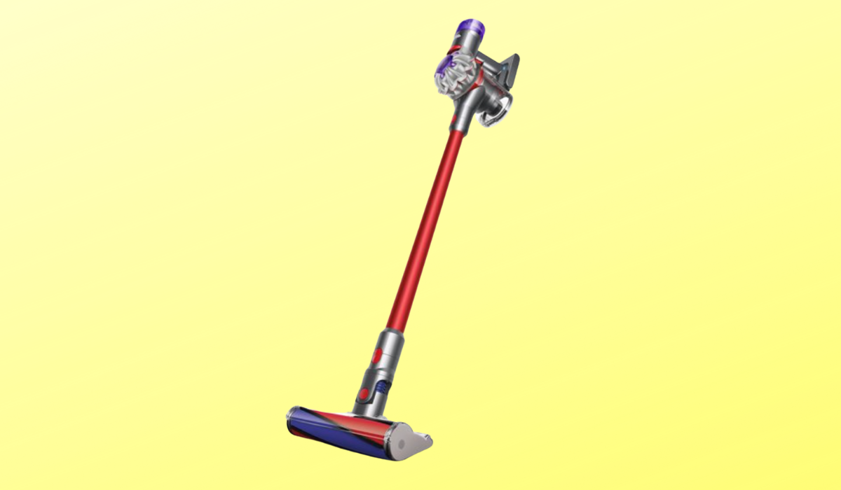 A red long-necked stick vacuum