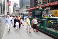 <p>Traffic along Church Street passes the Cortlandt Street subway station on Aug. 12, 2017, across the street from 3 World Trade Center. (Photo: Gordon Donovan/Yahoo News) </p>