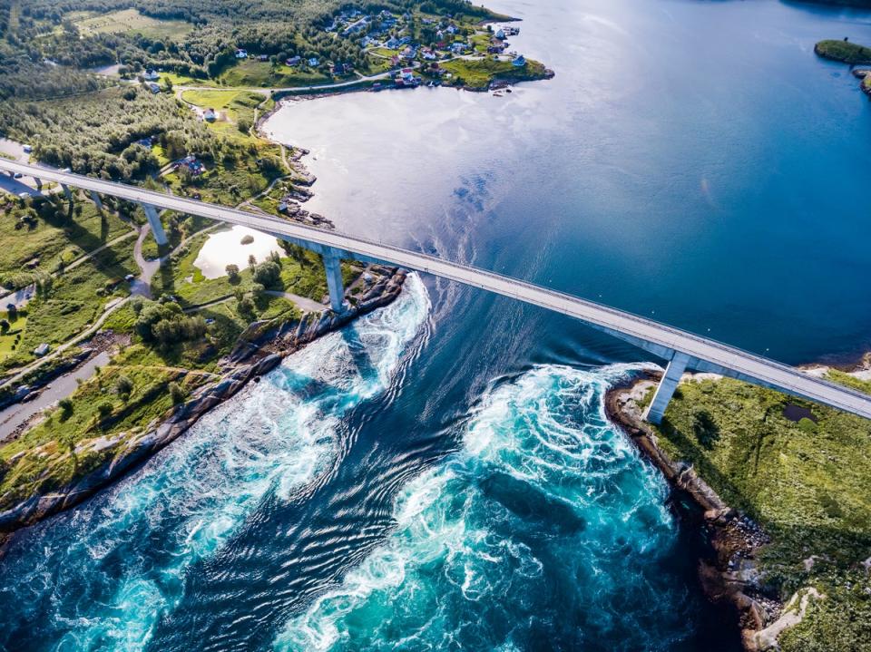 The world’s strongest tidal current, Saltstraumen, refreshes the water in the fjord at least twice a year (Getty/iStock)