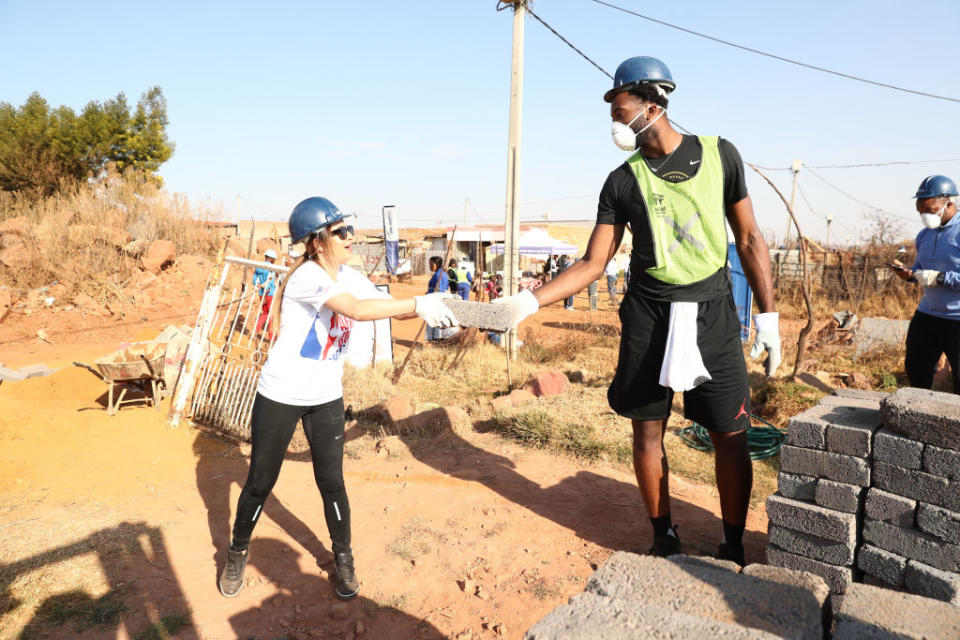 Andre Drummond worked with Habitat for Humanity as part of Basketball Without Borders Africa. (Getty)