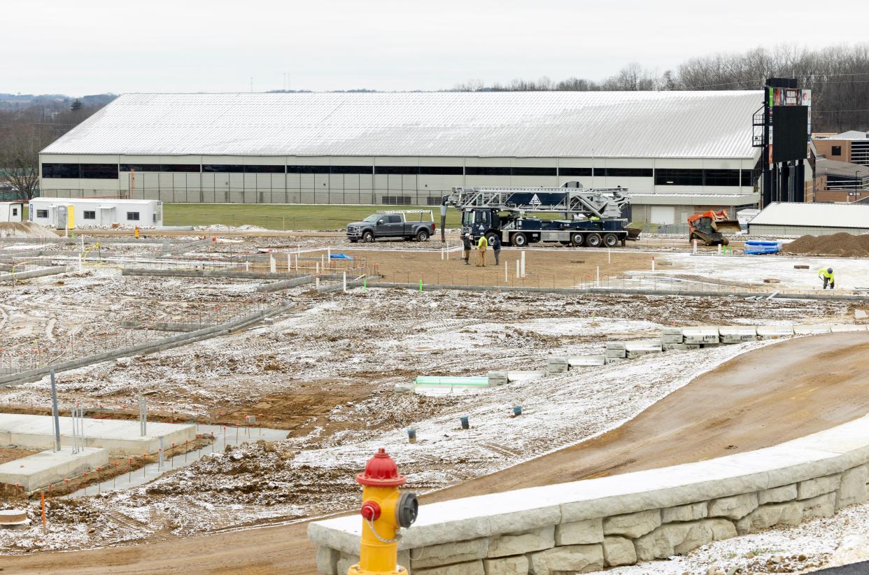 Construction has begun on Massillon City Schools' new elementary schools. This photo shows the construction site of the east side school on the Washington High School campus.