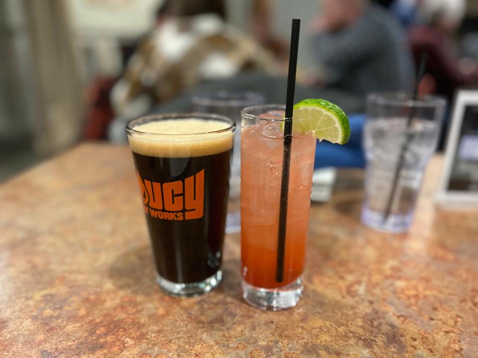 Ellicottville Chocolate Cherry Bomb beer and the strawberry dragon fruit mojito are among a large selection of adult beverages at Caston & Main Brew Yard.