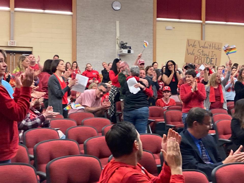 Teachers, LGTBQ+ students and members of the public showed up at an April 27 meeting of the Westwood Regional School District's Board of Education.