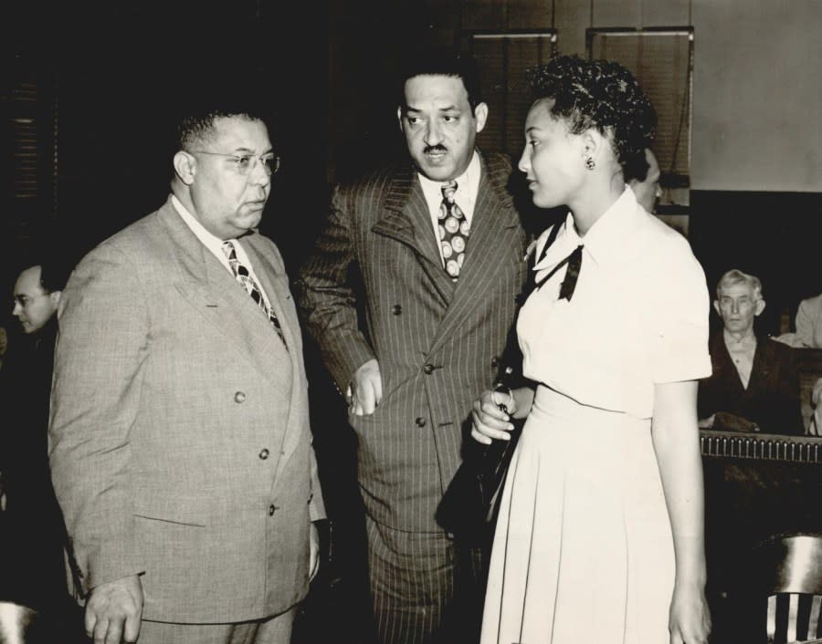 Ada Lois Sipuel Fisher with Thurgood Marshall, 1948.