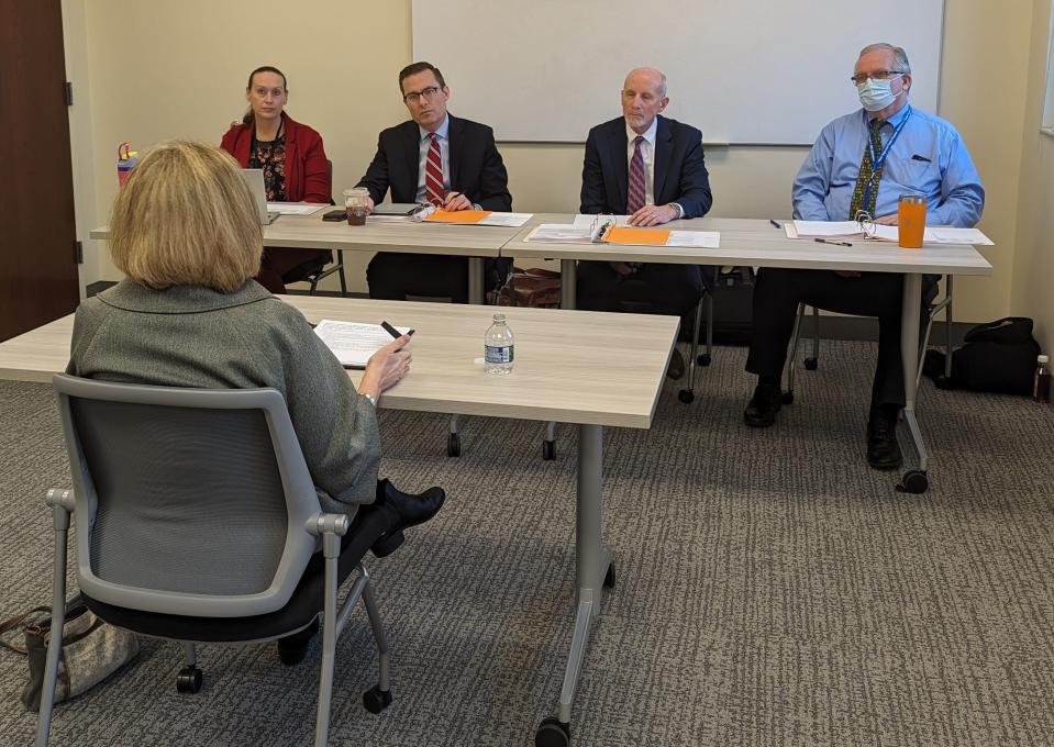 A county selection committee interviews applicants for Ottawa County treasurer on Friday, Dec. 15, 2023.