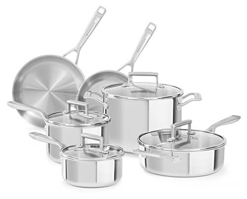 4) KitchenAid 10 Piece Tri-Ply Cookware Set