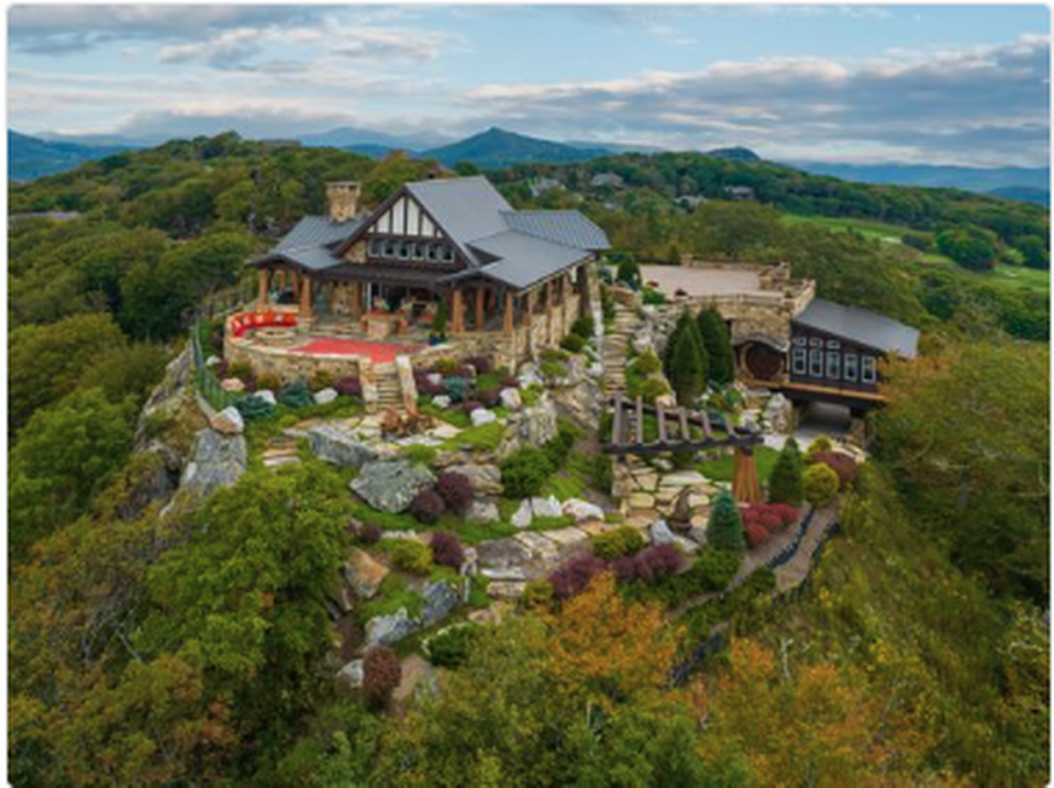 Lazy Bear Lodge offers 340-degree views of peaks in the Blue Ridge Mountains and even uptown Charlotte.