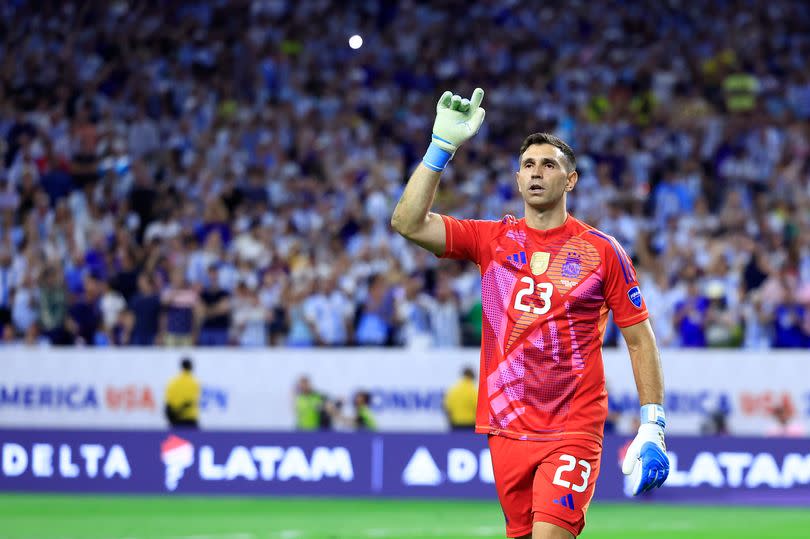 Emiliano Martinez of Argentina saves