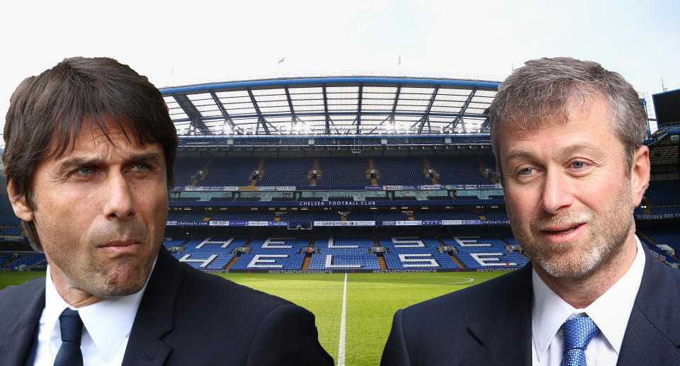 Antonio Conte and Chelsea owner Roman Abramovich