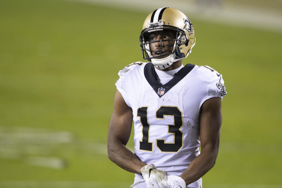 Michael Thomas of the New Orleans Saints is expected to miss the start of the 2021 NFL season. (Photo by Mitchell Leff/Getty Images)