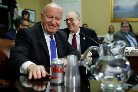 U.S. House Ways and Means Committee Chairman Representative Kevin Brady (R-TX) (L) and Energy and Commerce Committee Chairman Representative Greg Walden (R-OR) testify at an early-morning Rules Committee hearing as Congress considers health care legislation to repeal Obamacare at the U.S. Capitol in Washington, U.S., March 24, 2017. REUTERS/Jonathan Ernst