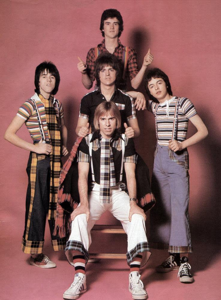 Les McKeown, top, with the Bay City Rollers in the 1970s.