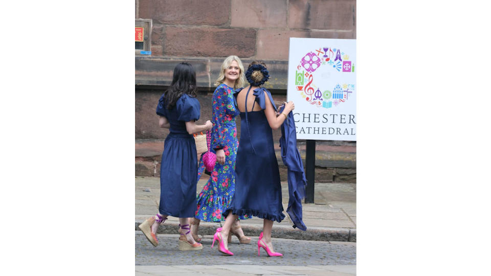 Guests attend the wedding of The Duke of Westminster and Miss Olivia Henson at Chester Cathedral