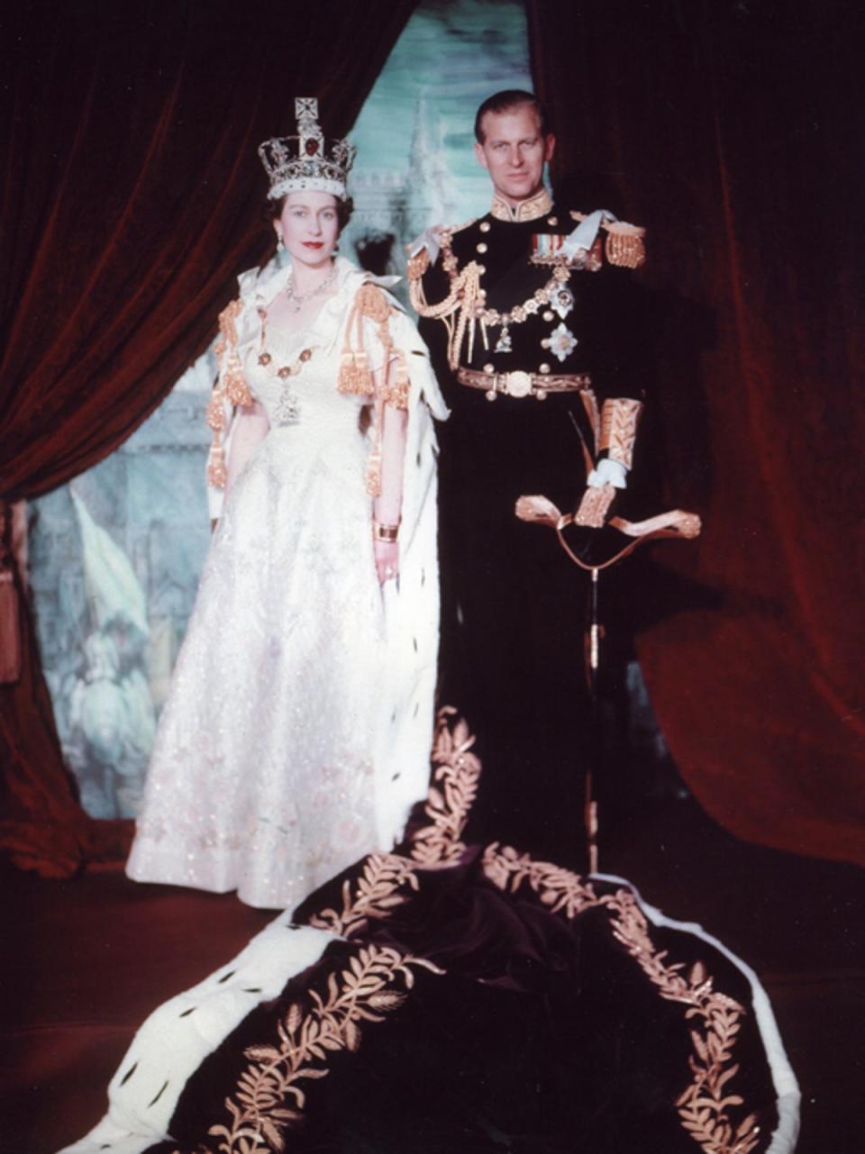 Queen Elizabeth and Prince Philip at the monarch’s coronation in 1953 (Getty)