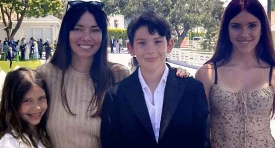 Jackson Packer with his mother Erica, sister Indigo and youngest sibling Emmanuelle Sheelah. 