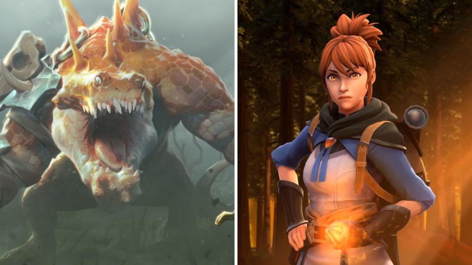 Marci and Primal Beast were added to Captain's Mode in 2022. Marci dominated the metagame before getting hit by the nerf hammer while the versatile Primal Beast remains a popular pick. (Photos: Valve Software)