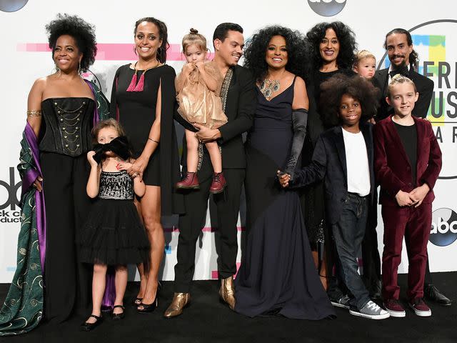 Steve Granitz/WireImage Rhonda Ross Kendrick, Callaway Lane, Chudney Ross, Evan Ross, Jagger Snow Ross, Diana Ross, host Tracee Ellis Ross, Raif-Henok Emmanuel Kendrick, Indigo Naess, Ross Naess, and Bronx Wentz pose in the press room during the 2017 American Music Awards at Microsoft Theater on November 19, 2017 in Los Angeles, California