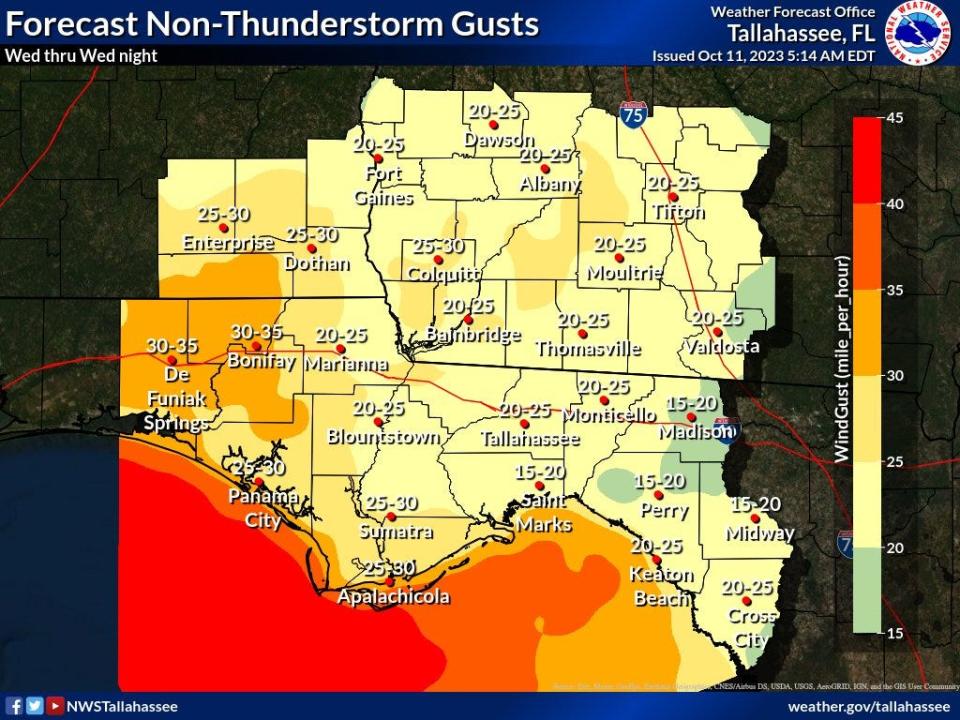 Gusty winds are expected Oct. 11, 2023.