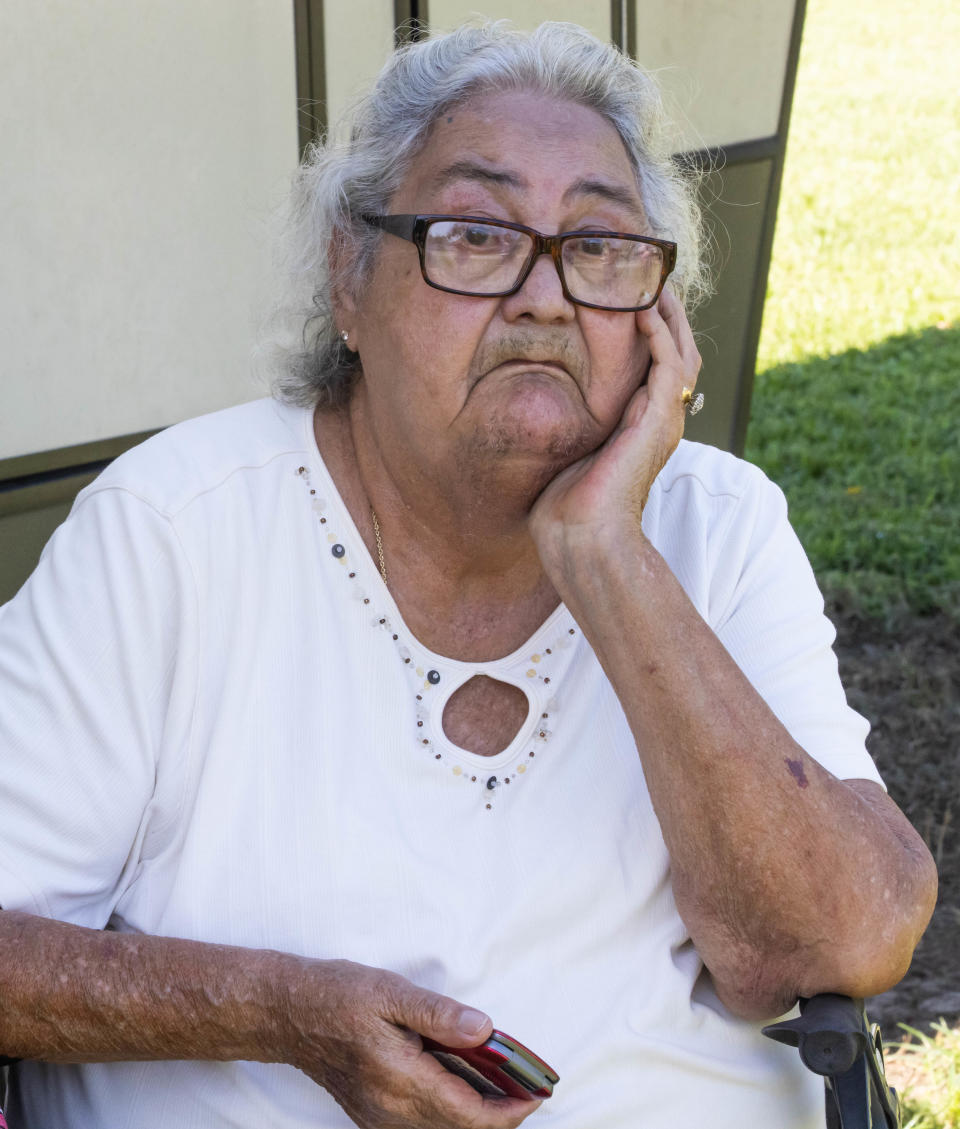 "I'm scared and I'm worried," 77-year-old Joyce Burton said Friday morning, July 22, 2002, about the possibility of her being evicted. "At least I can go to my grandchildren and great grandchildren. They have a trailer for me," Burton said.