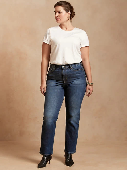 High-Rise Straight Organic Ankle Jean. Photo via Banana Republic.