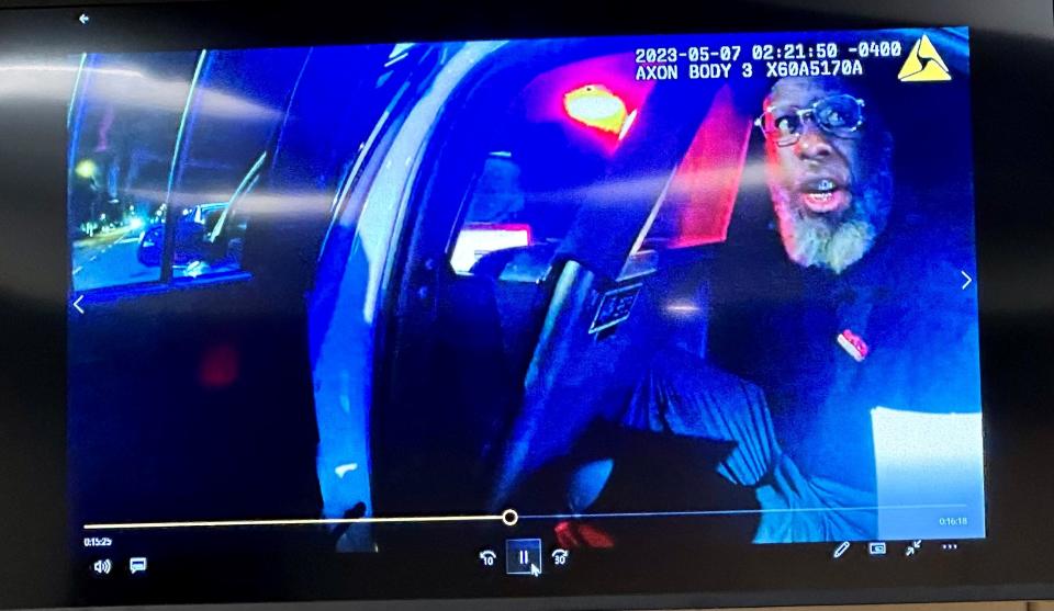 Calvin Riley Sr. as seen in Tallahassee Police Department body-camera video during his DUI arrest on May 7, 2023.