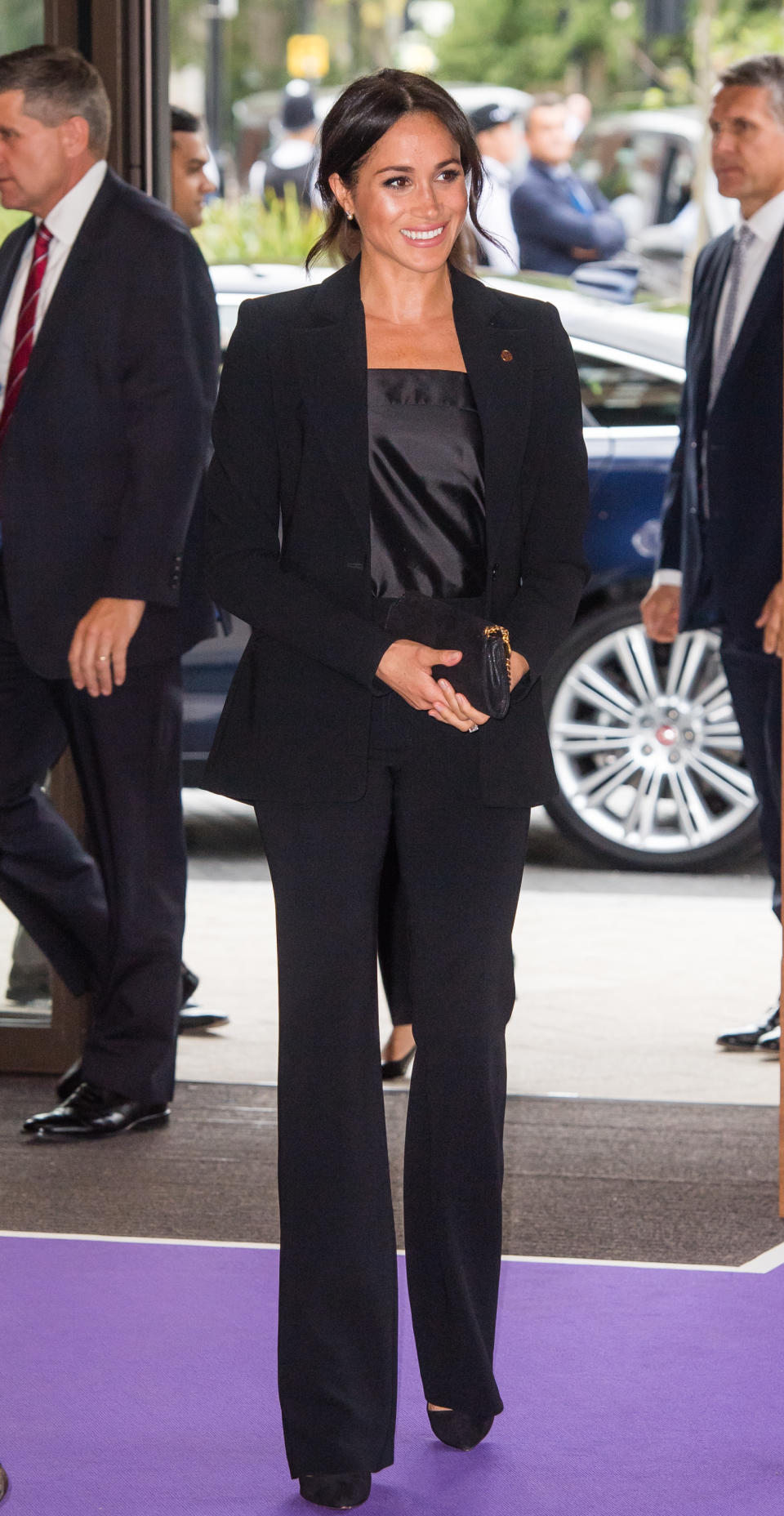 For the WellChild Awards 2018, the Duchess of Sussex wore a black suit by Altuzarra [Photo: Getty]