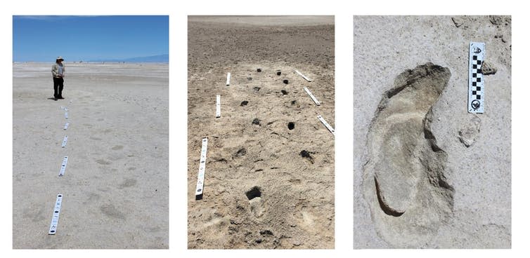 <span class="caption">Tracking the footprints.</span> <span class="attribution"><span class="source">Matthew Bennett, Bournemouth University</span>, <span class="license">Author provided</span></span>