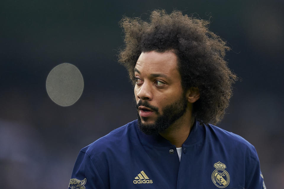 MADRID, SPAIN - JANUARY 18: Marcelo Vieira of Real Madrid looks on prior to the Liga match between Real Madrid CF and Sevilla FC at Estadio Santiago Bernabeu on January 18, 2020 in Madrid, Spain. (Photo by Quality Sport Images/Getty Images)