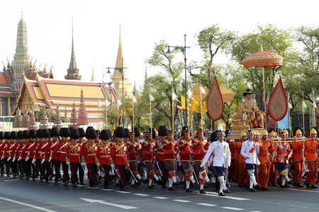 Thailand's newly crowned King Maha Vajiralongkorn is seen during his coronation procession, in Bangkok, Thailand May 5, 2019. REUTERS/Jorge Silva