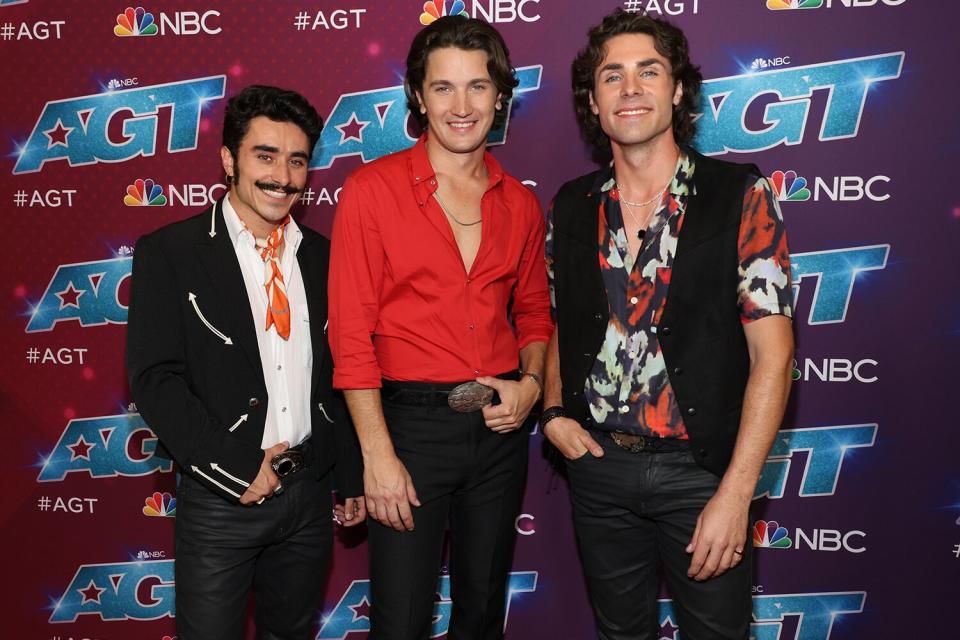 Drake Milligan (C) and band attend a "America's Got Talent" Season 17 Live Show