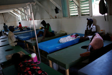 People are being treated at the cholera treatment center at the hospital after Hurricane Matthew hit Jeremie, Haiti, October 15, 2016. REUTERS/Carlos Garcia Rawlins