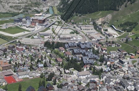 General view shows the mountain resort of Andermatt