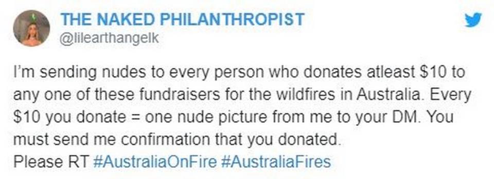 Model Kaylen Ward says she has raised hundreds of thousands of dollars for charities aiding Australia as it battles devastating wildfires by offering nude photos for donations. Instagram deleted her account.