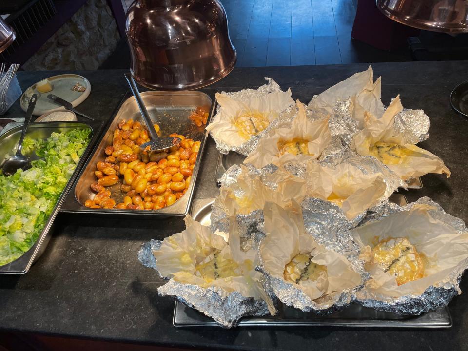 Dinner being served to staff at restaurant