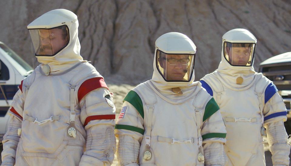 John C. Reilly, left, Fred Armisen and Tim Heidecker play three very grounded would-be astronauts in Showtime's 'Moonbase 8.'