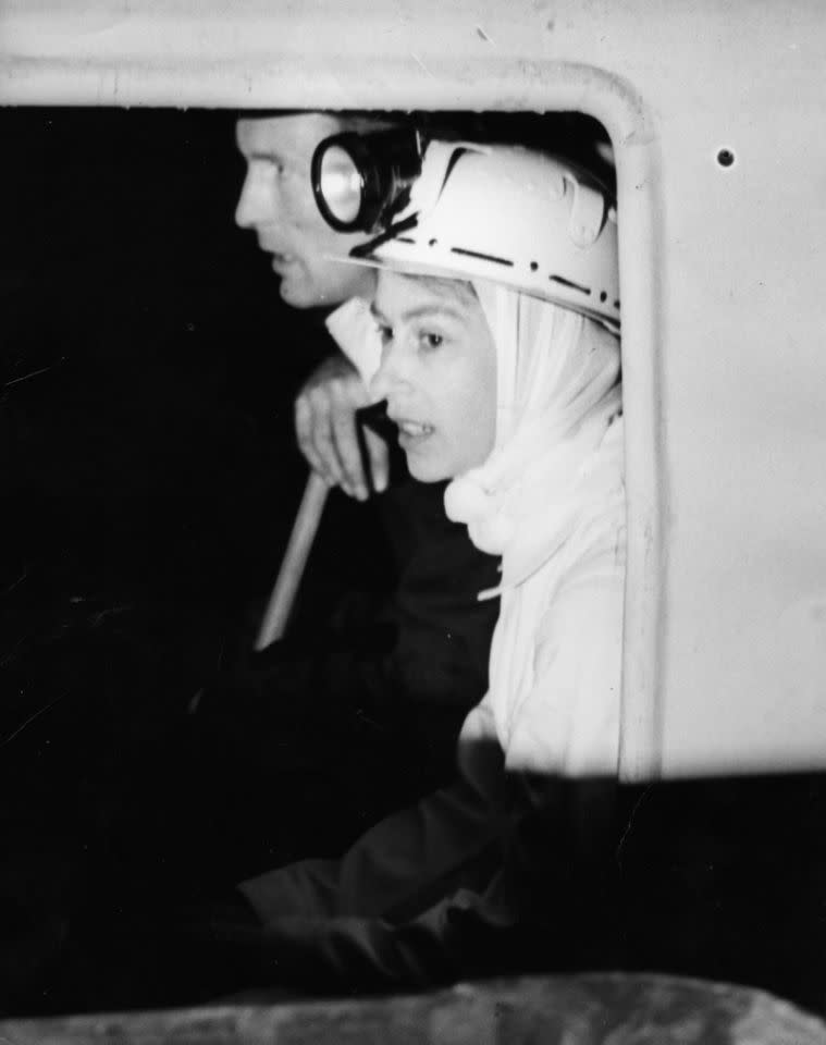 <p>In 1958 Queen Elizabeth II made her first descent of a coal mine, at Rothes Colliery in Fifeshire. She spent half an hour beneath the ground. (PA Archive) </p>