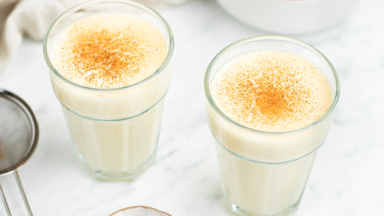 two glasses of eggnog