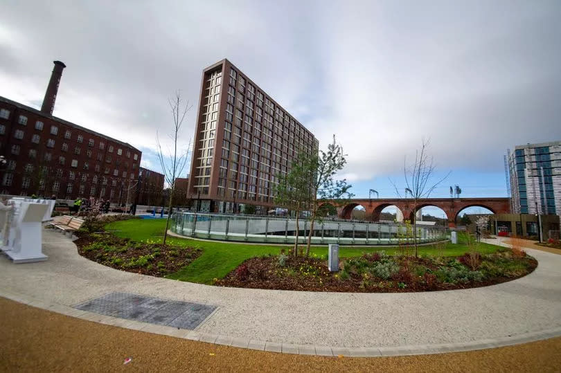 The interchange has a new two-acre public park