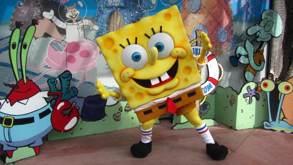 Meeting Spongebob Squarepants at Universal Studios.