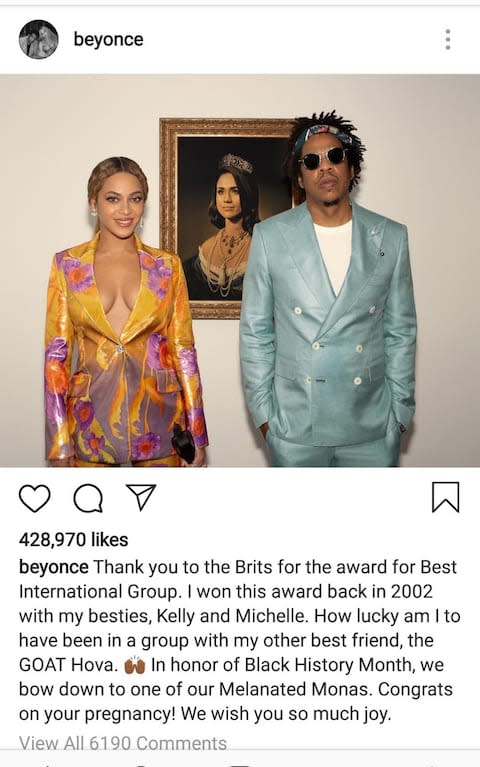 Beyonce posted on her Instagram