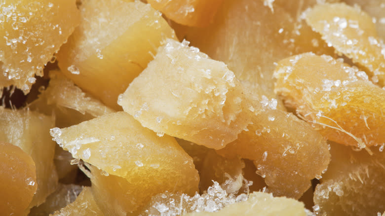 view of ginger's sugar crystals
